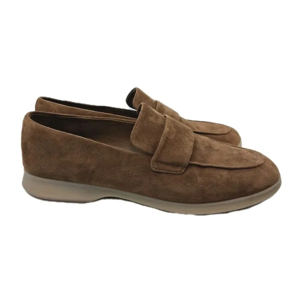 Vince Big Sur Suede Loafers Womens 8 Brown Cognac Moc Toe Slip On Flats